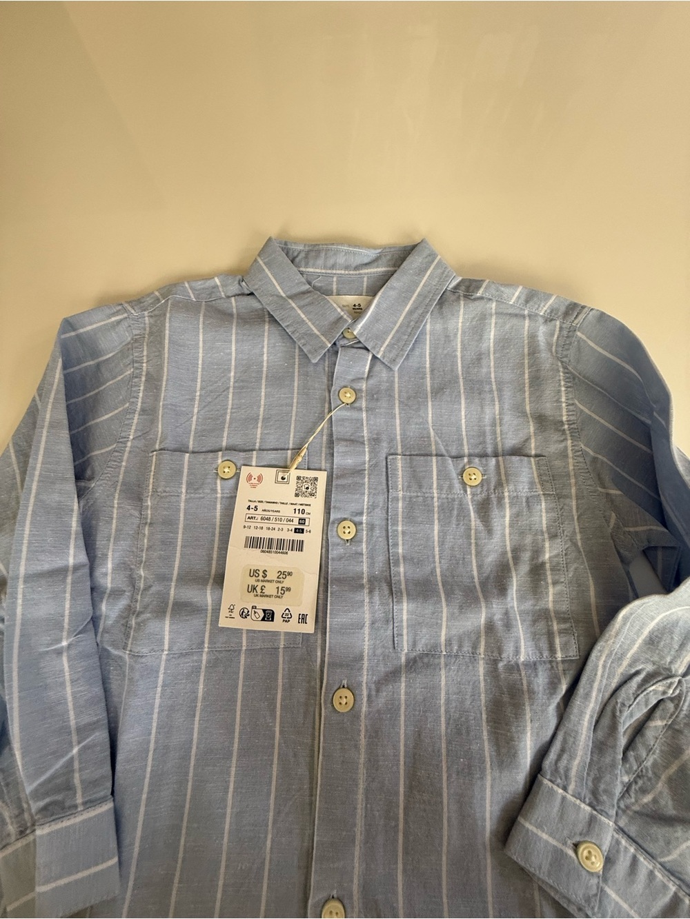 NWT Zara Blue and White Vertical Stripe Button-Up Shirt - Picture 3 of 7